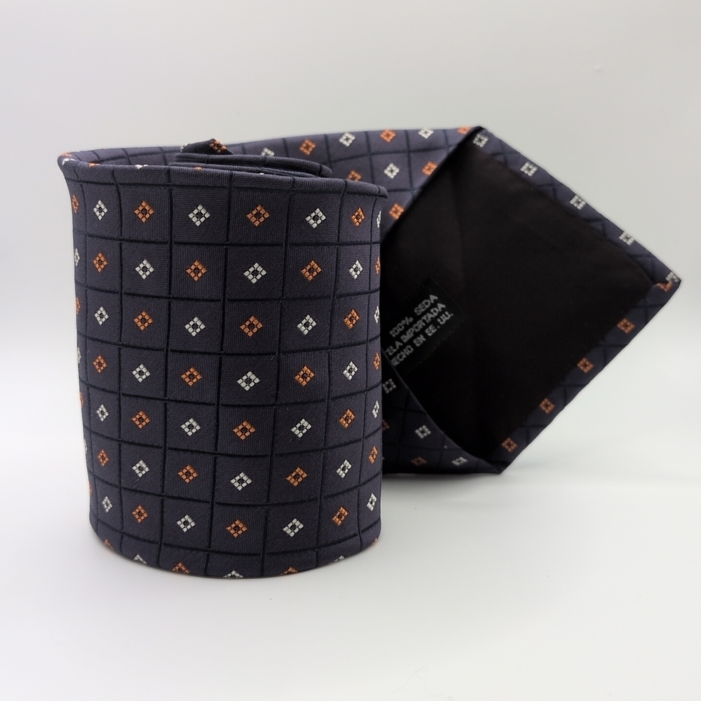 Cont Di Milano 100% Silk Tie Blue And Orange